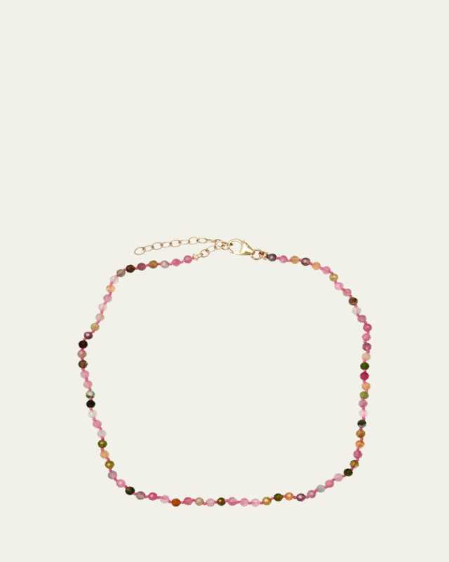 14K Yellow Gold Tourmaline Beaded Anklet